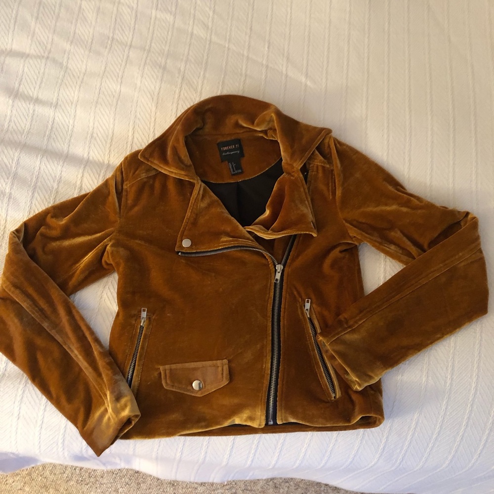 Cropped velvet Forever 21 Moto jacket